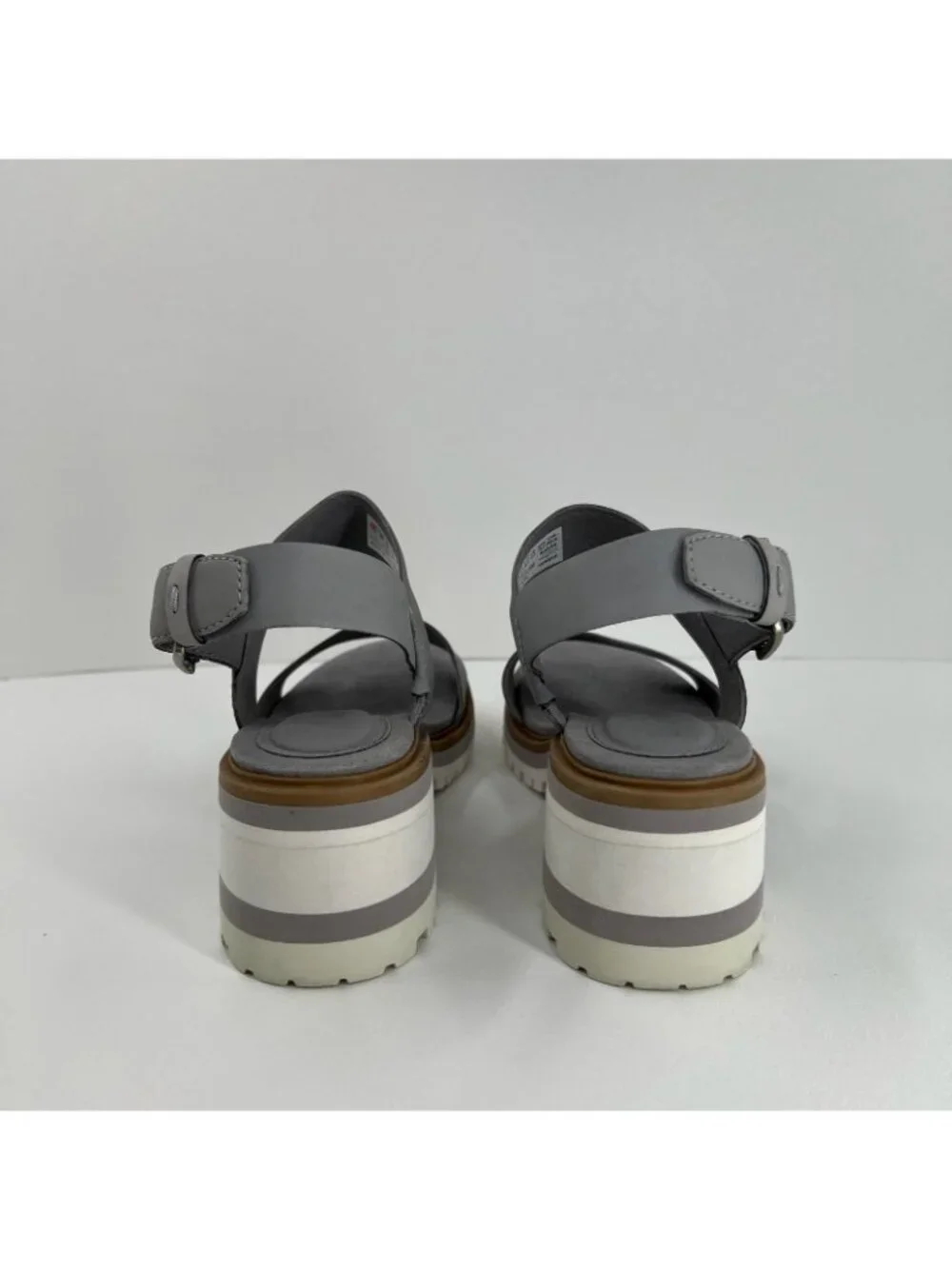 Timberland Violet Marsh 2-Band Sandals Womens 8.5 Nubuck Leather Block Heel Gray - Picture 4 of 13